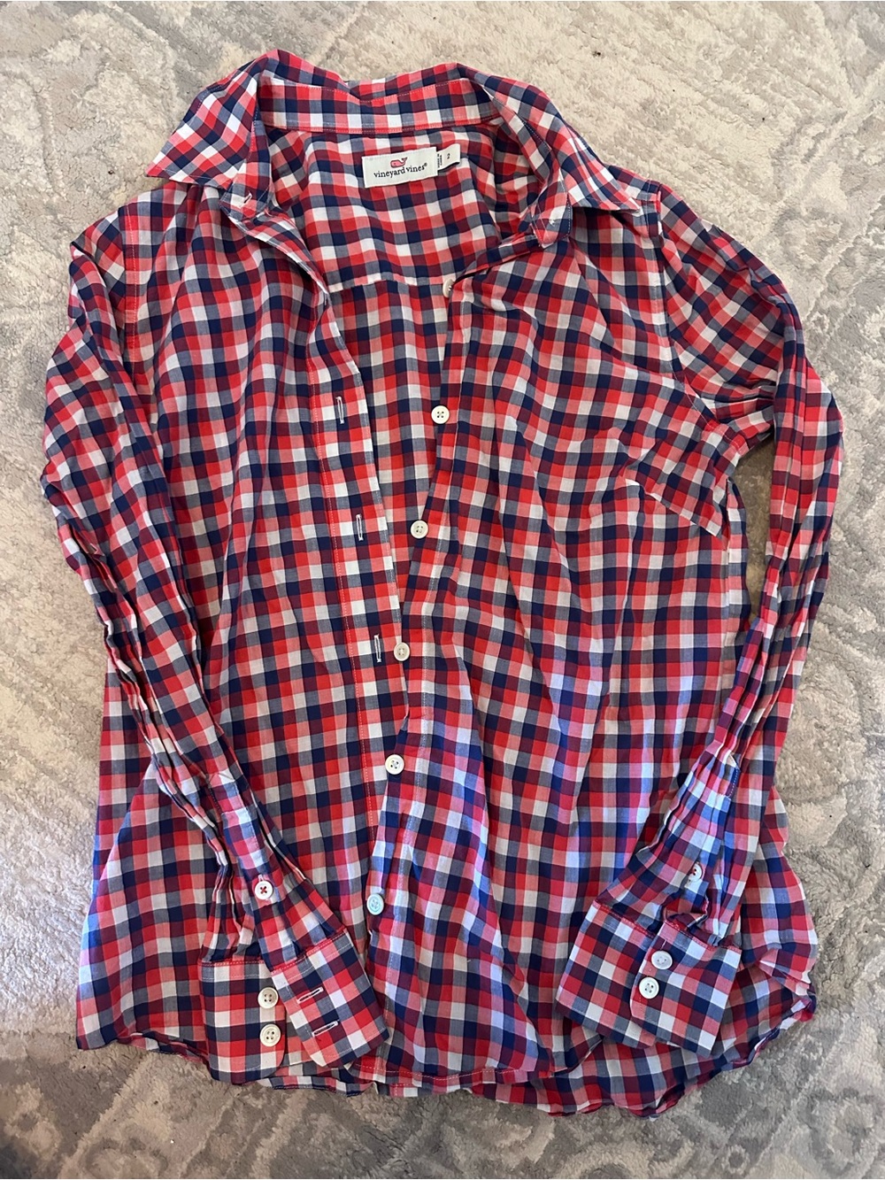 Vineyard Vines Red, Blue & White Plaid Button-Down Shirt